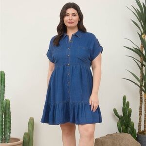 Blue Denim Button-Up Dress